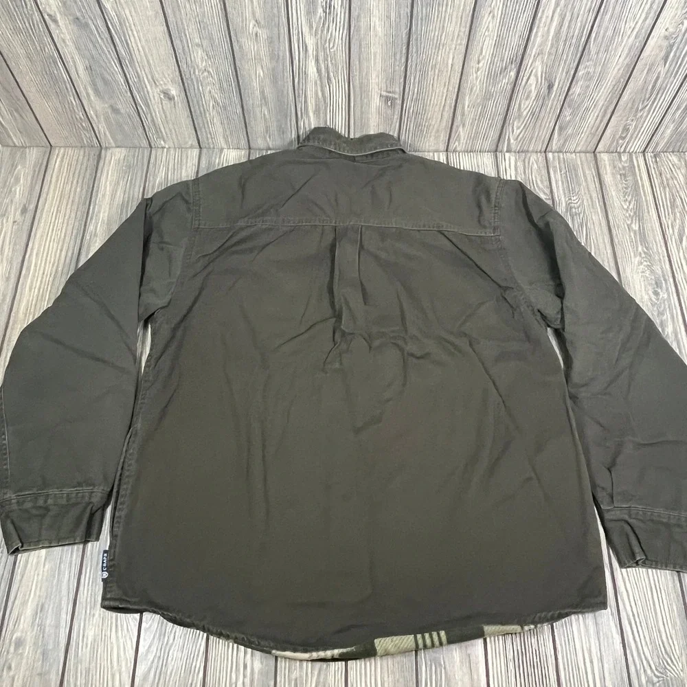 Chaps Shacket Men L Green Fleece Lined Cotton Canvas Workwear Chore Jacket